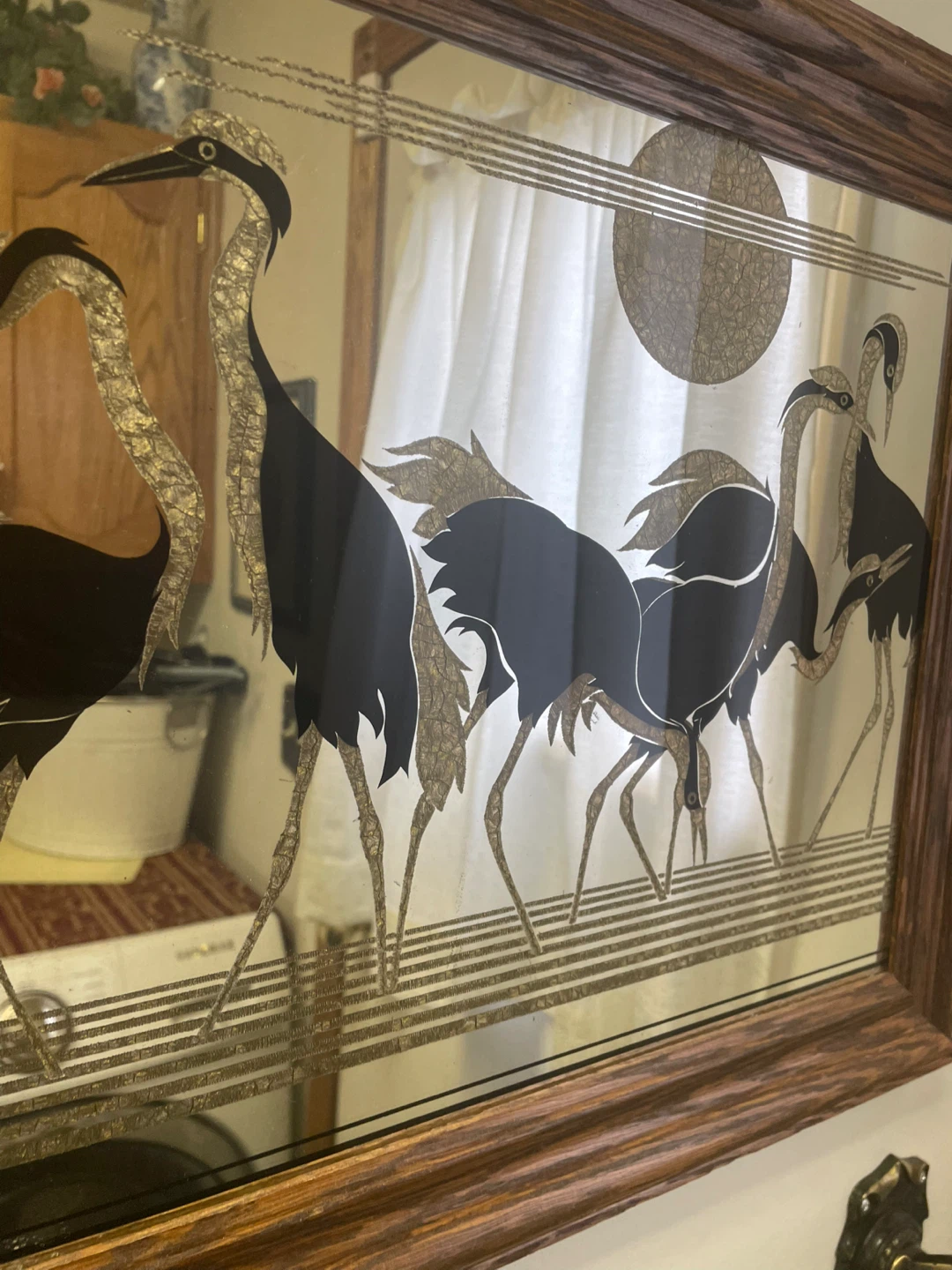 Decorative Wall Mirror with Crane Design - photo 2