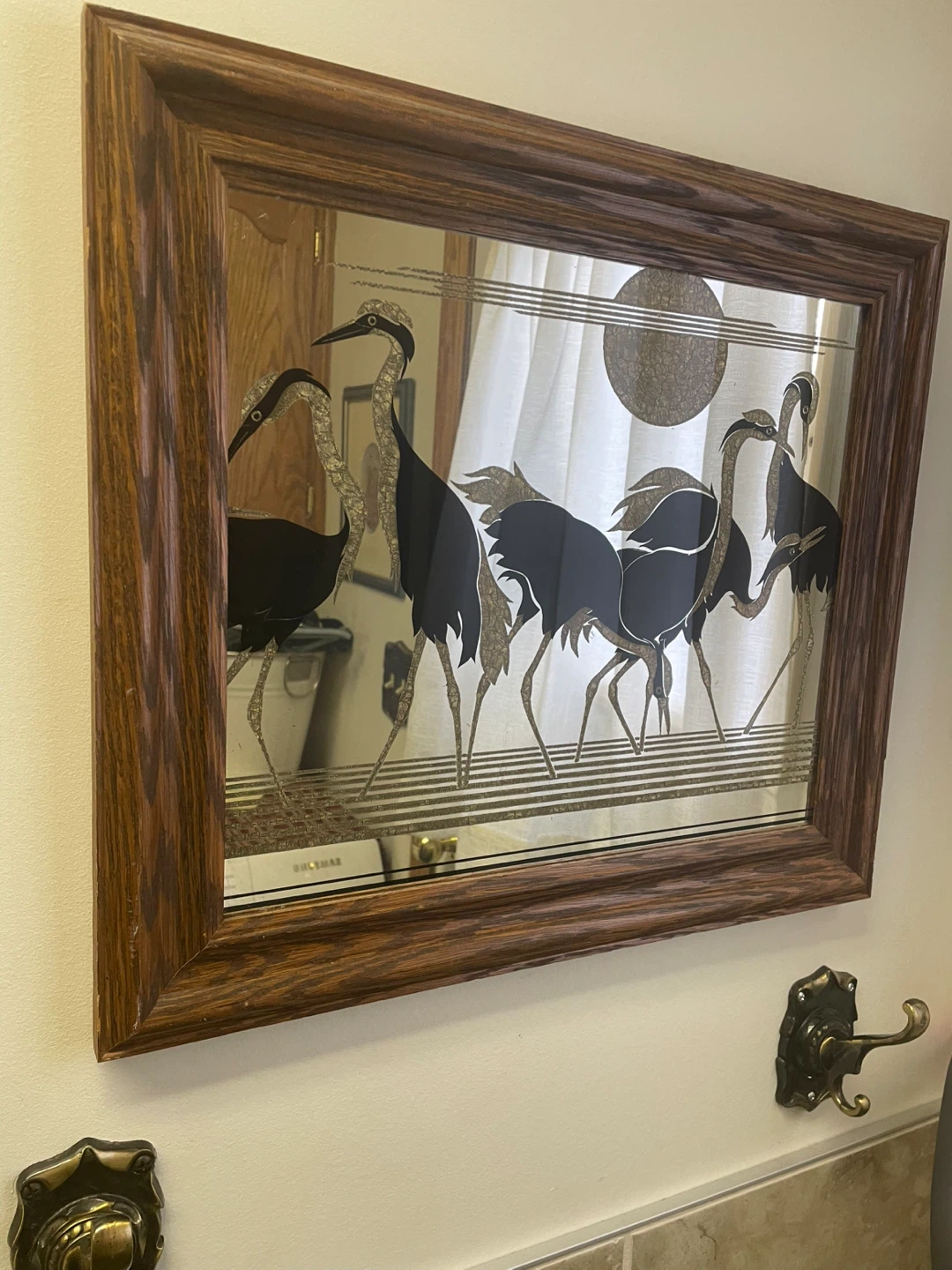 Decorative Wall Mirror with Crane Design