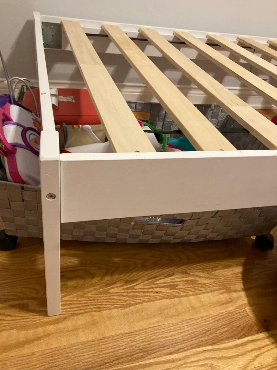White Twin Bed Frame with Slats - photo 2