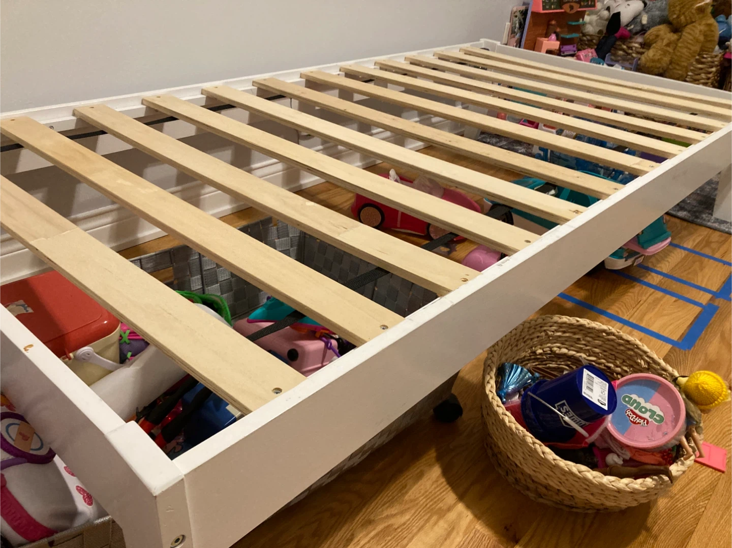 White Twin Bed Frame with Slats