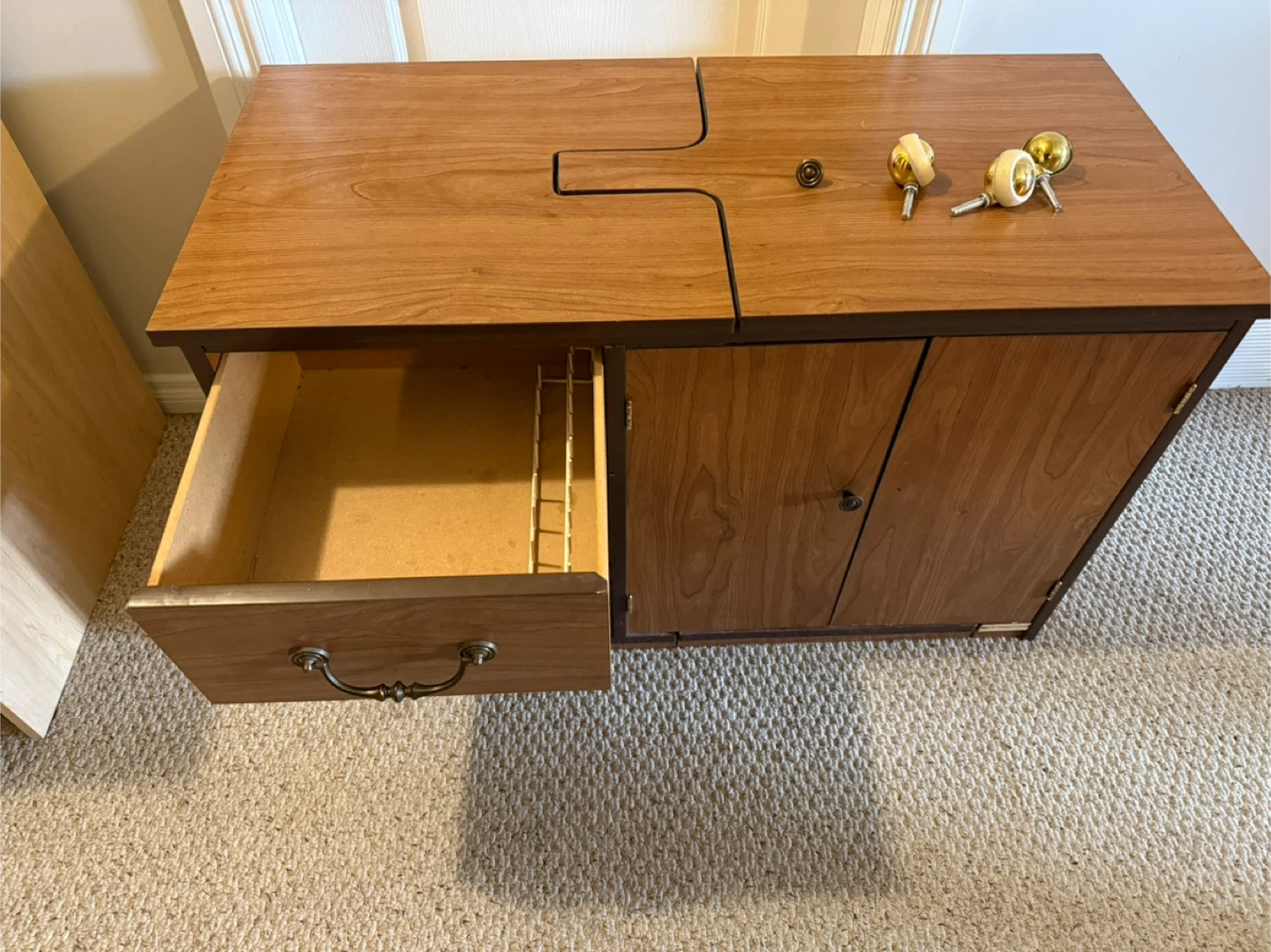 Vintage Wood Sewing Machine Cabinet / Desk