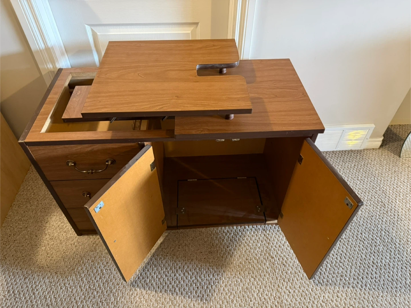 Vintage Wood Sewing Machine Cabinet / Desk - photo 2