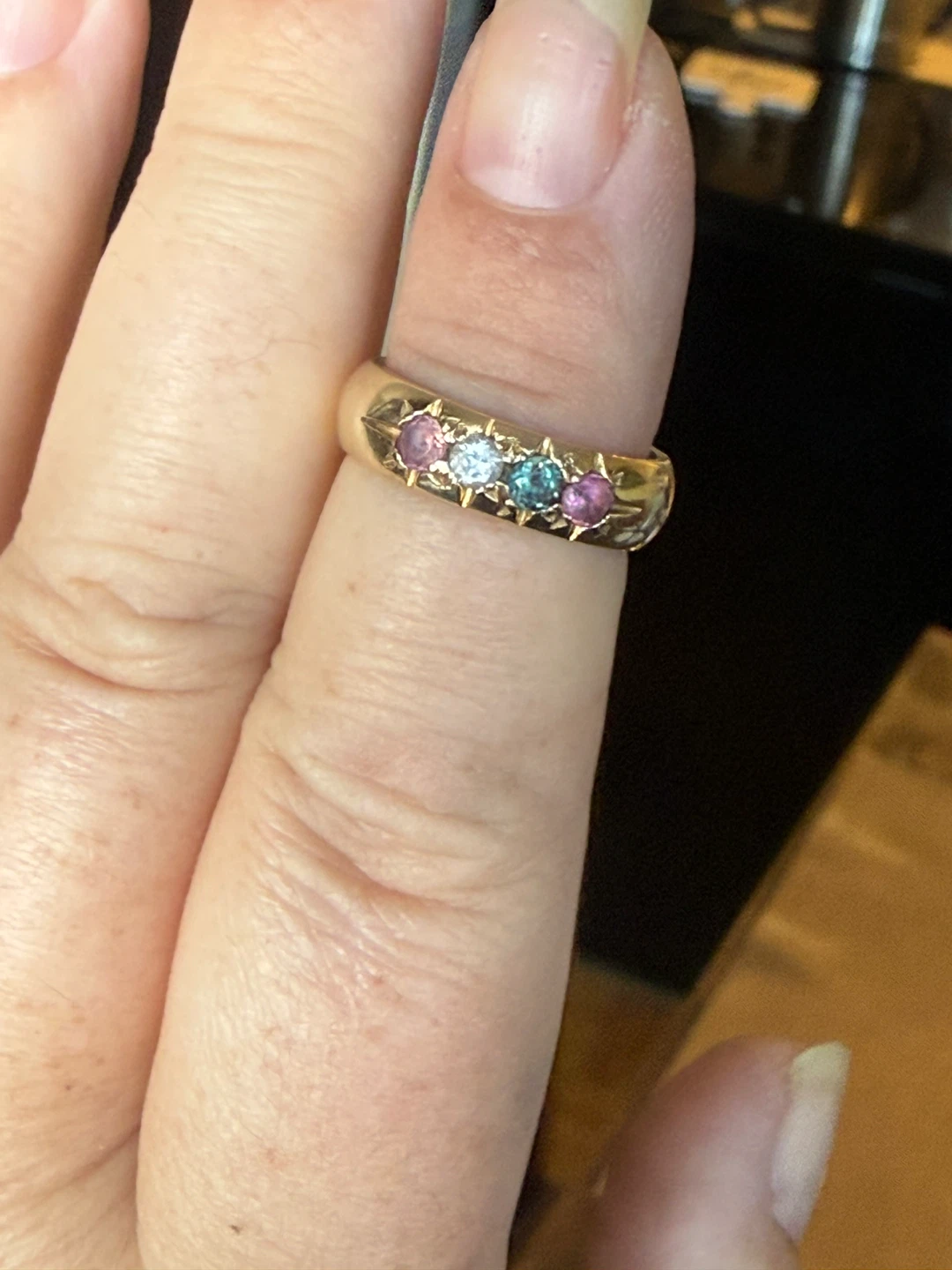 Vintage 14k yellow gold ring with natural stones - photo 3