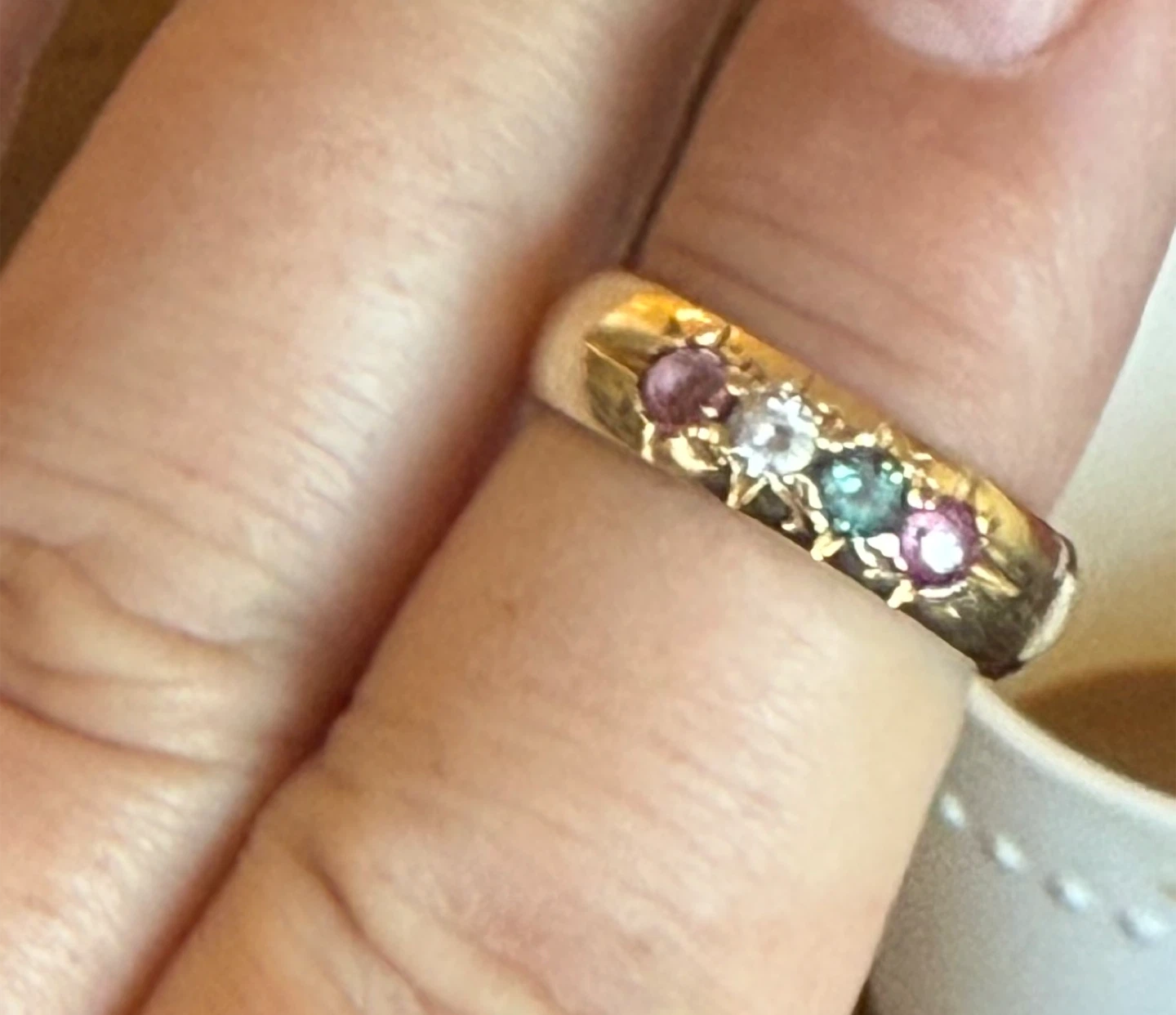 Vintage 14k yellow gold ring with natural stones - photo 2