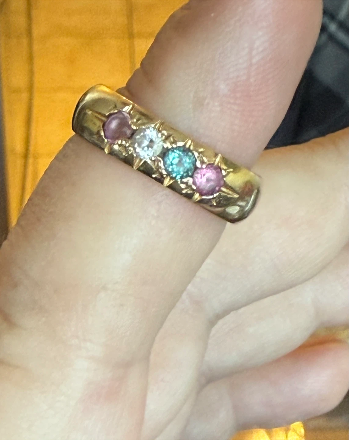 Vintage 14k yellow gold ring with natural stones - photo 4