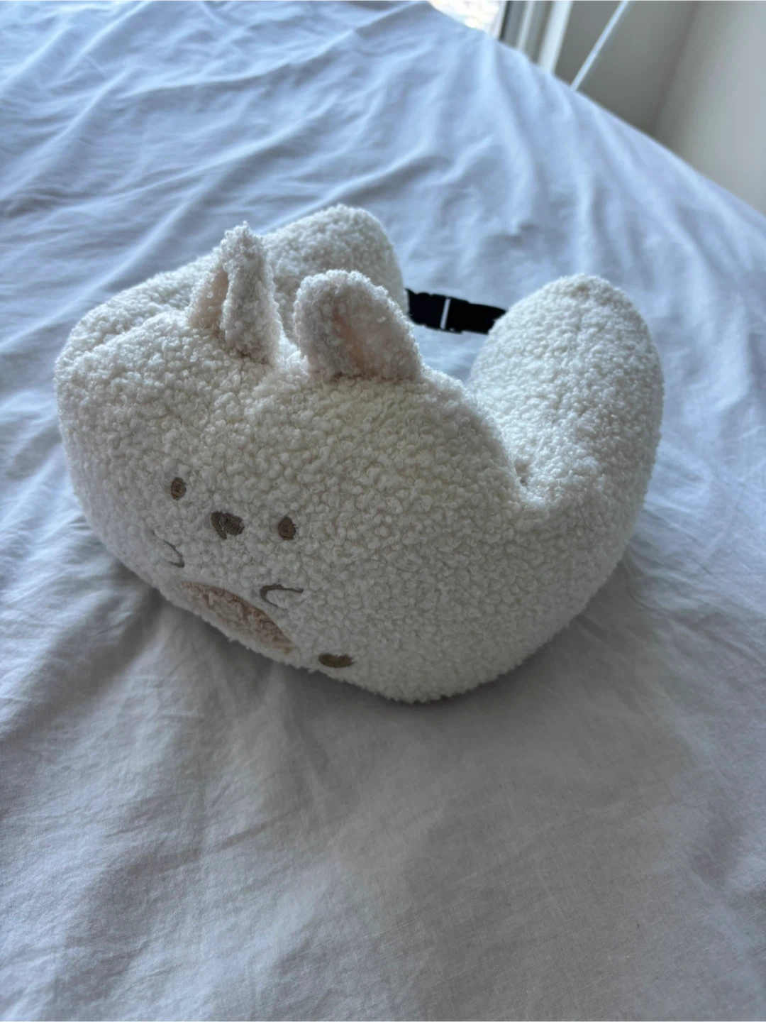 White Fleece Neck Pillow for Travel