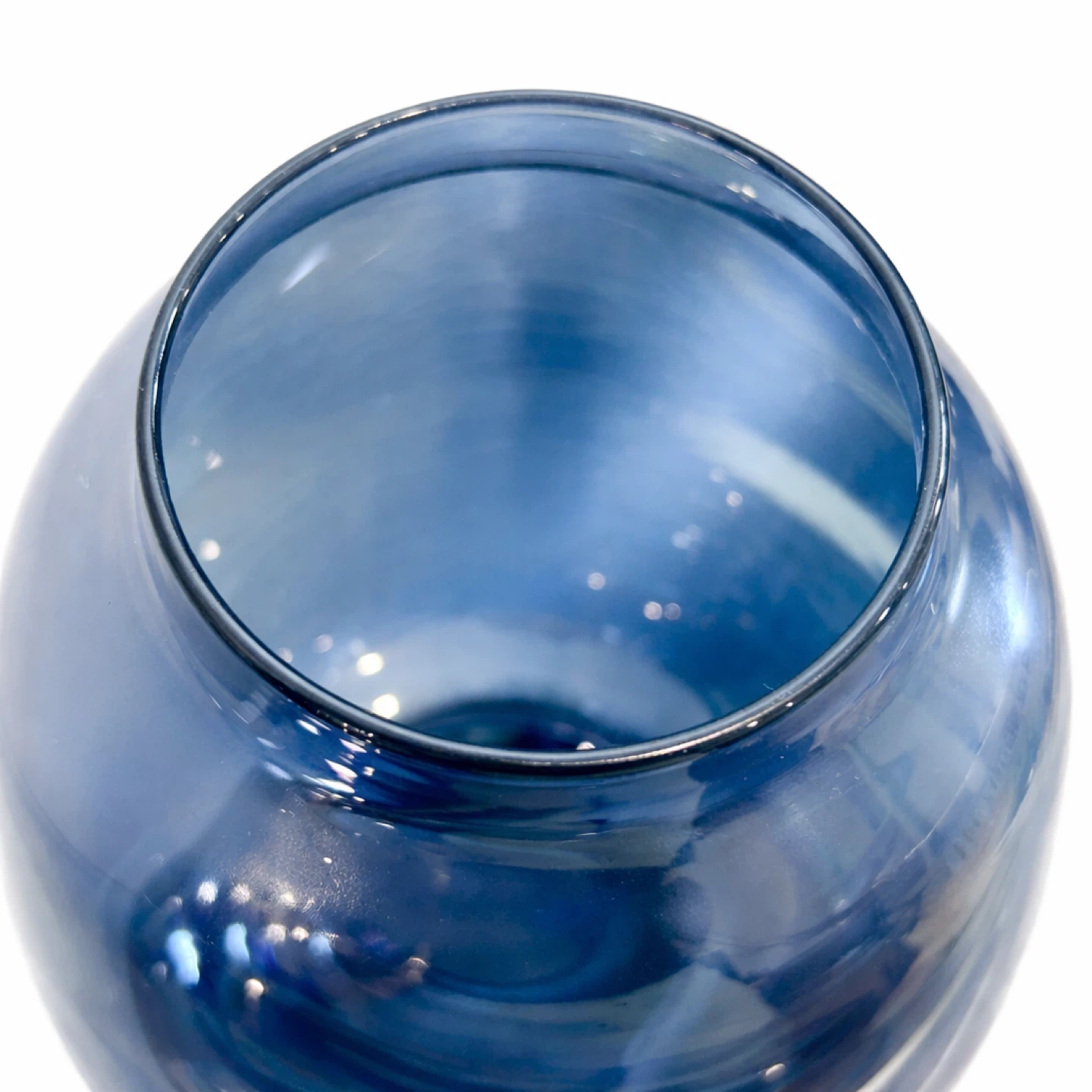 Handmade Polish Blue Art Glass Vase with Heavy Clear Base - photo 2