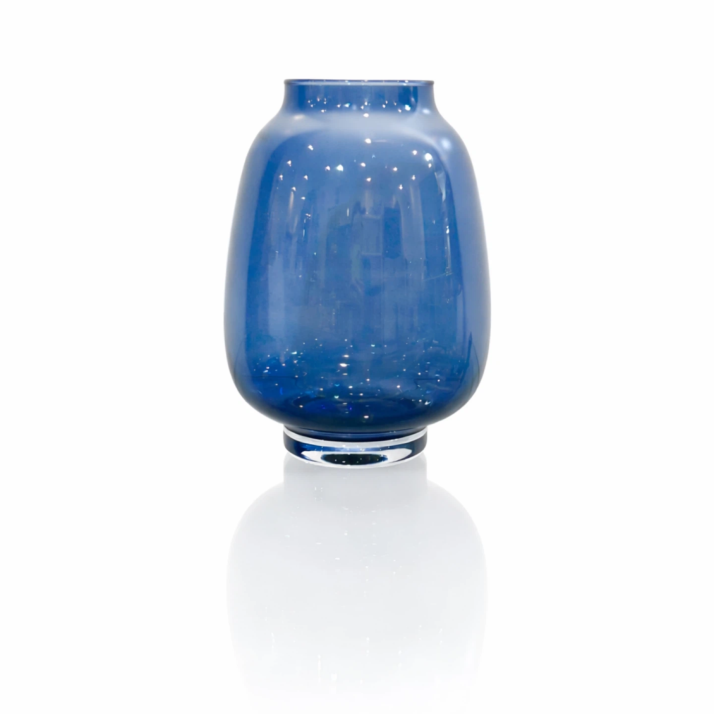 Handmade Polish Blue Art Glass Vase with Heavy Clear Base - photo 4