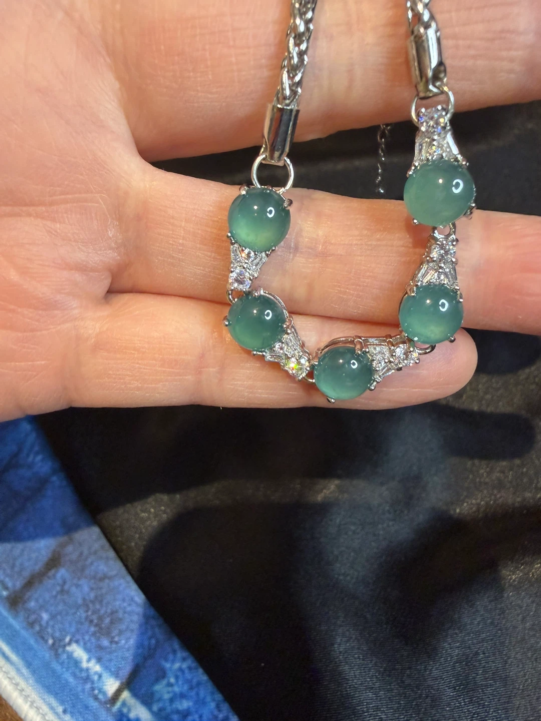 Grad A Jade Necklace, Bracelet, Ring, and Earrings Set - photo 5