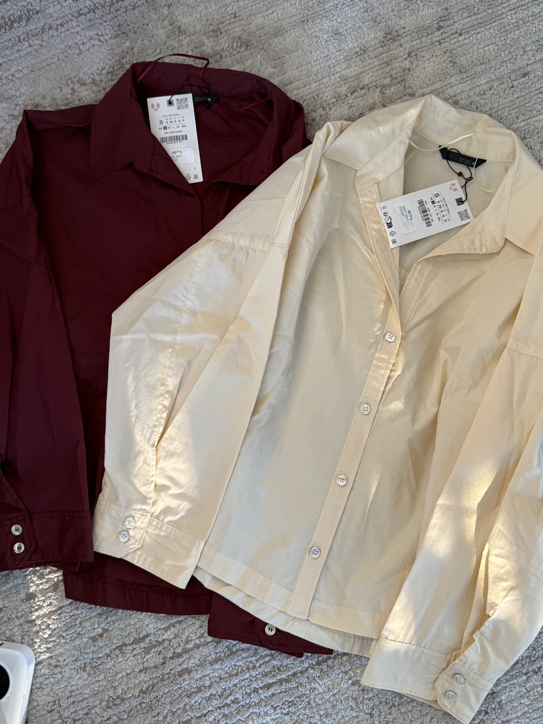 Button-Up Shirts - Burgundy & Light Yellow Size S