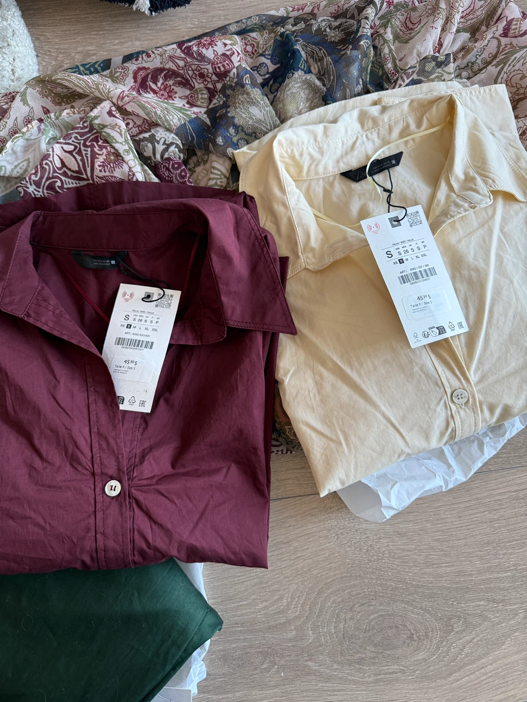 Button-Up Shirts - Burgundy & Light Yellow Size S - photo 2