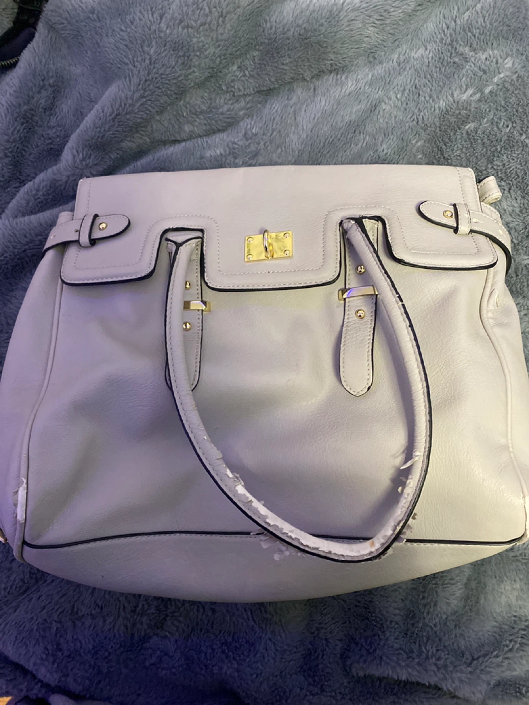 Light Grey Faux Leather Handbag 🏆