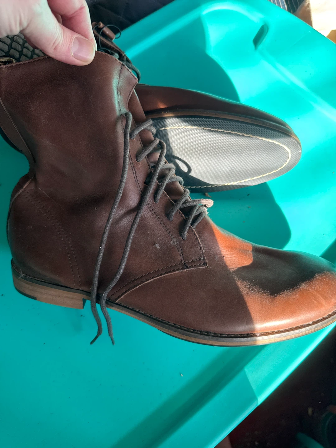 Brown Leather Lace-Up Ankle Boots - photo 2