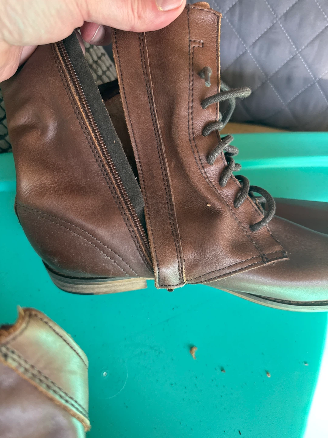 Brown Leather Lace-Up Ankle Boots - photo 3