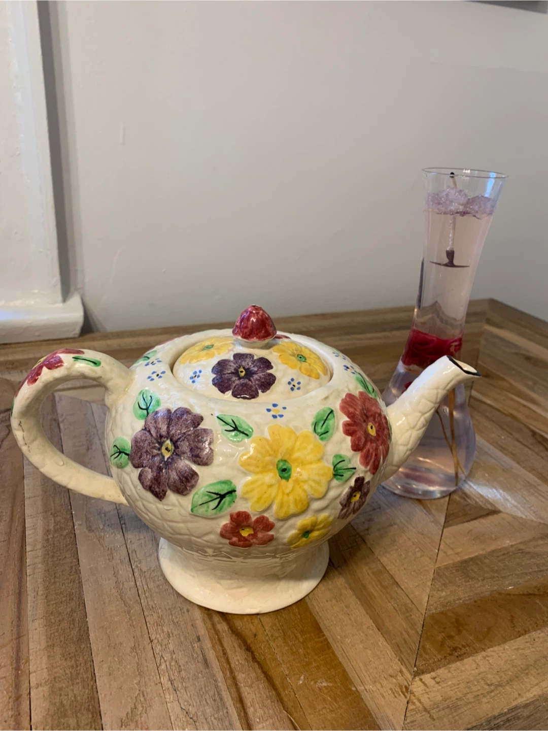 Floral Ceramic Teapot and A gel candle