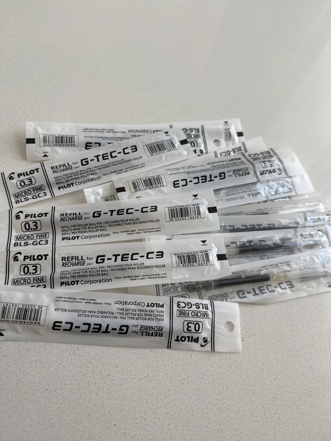 Pilot Hi-Tec-C Gel Ink Pen Refill 0.3mm Black 6 Pack