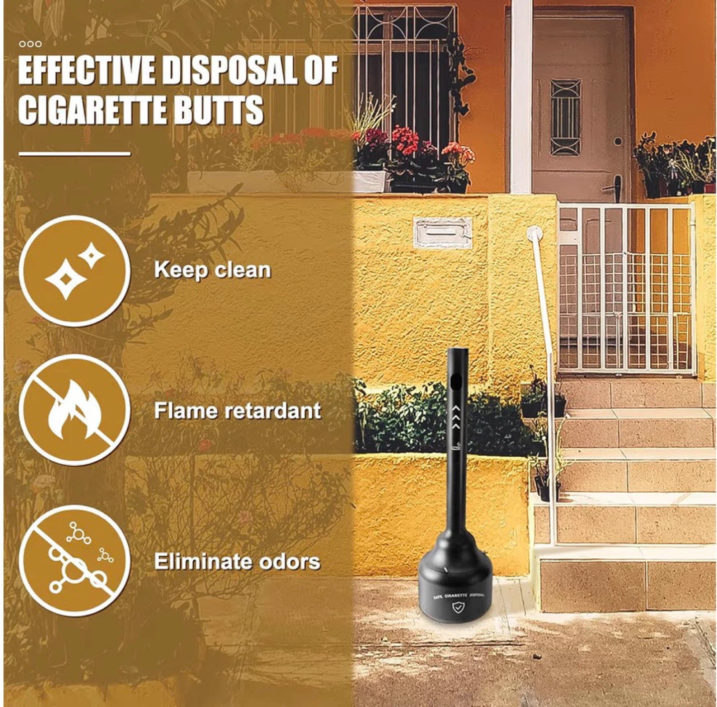 Black Safe Cigarette Disposal Ashtray - 40 inch tall - photo 3