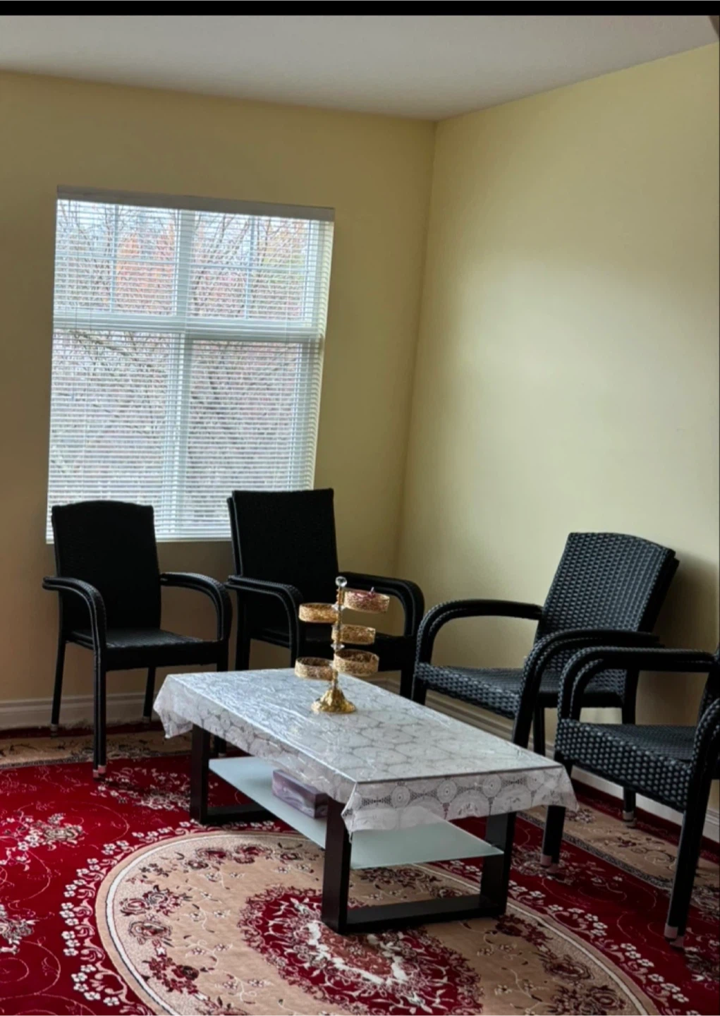 Set of 8 Black Wicker Chairs and Coffee Table