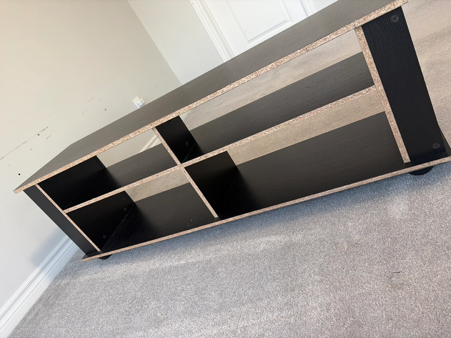 Black TV Stand with Shelves - photo 2