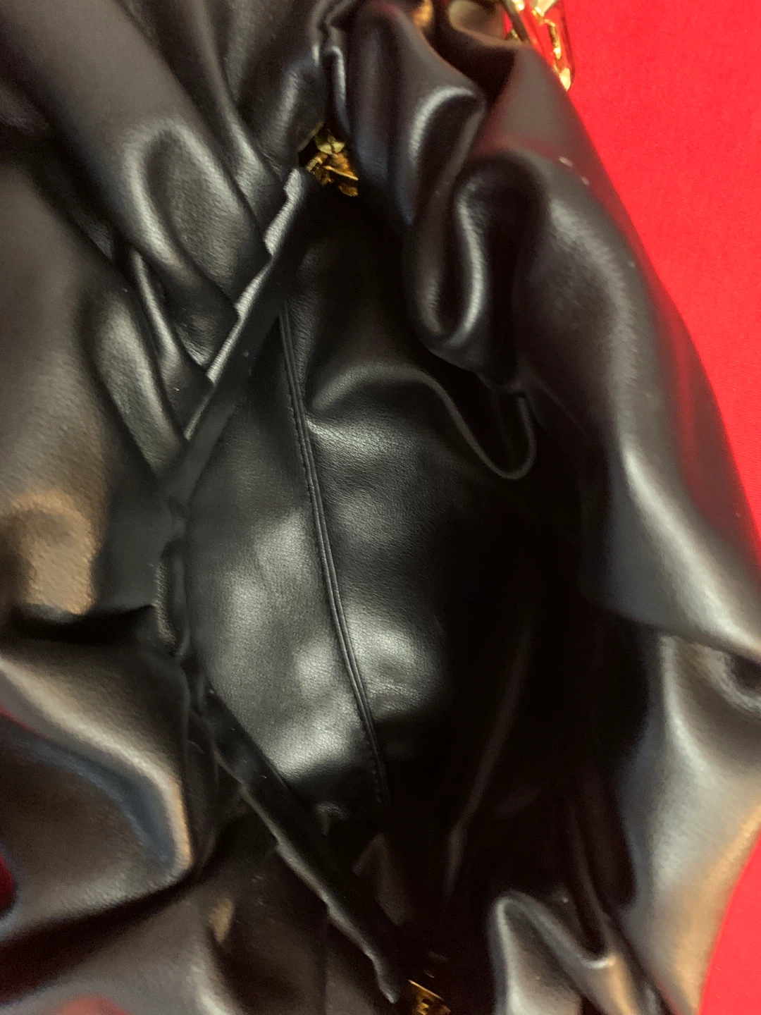 Black Ruched Clutch with Gold Chain - photo 3