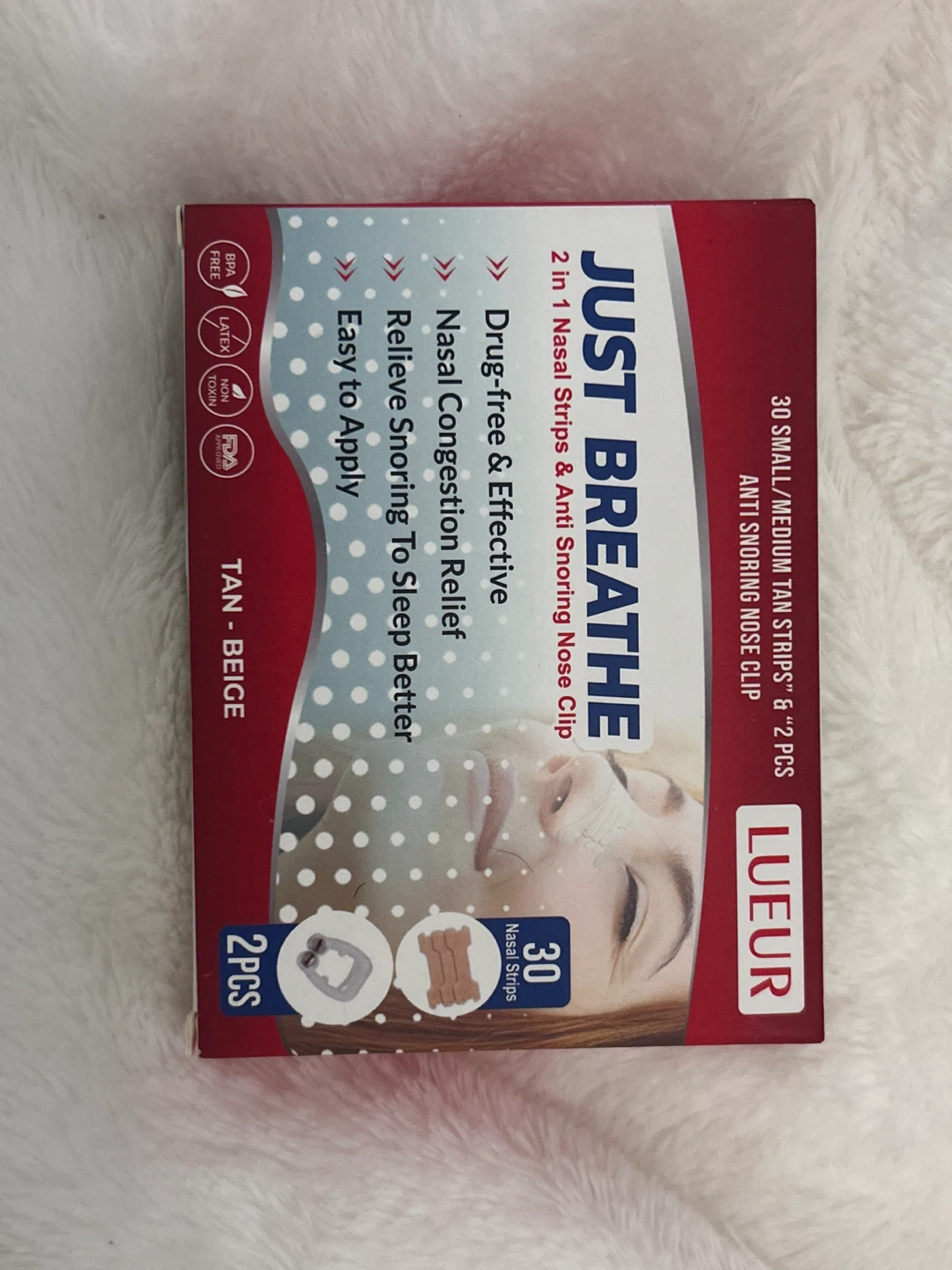 JUST BREATHE 2-in-1 Nasal Strips & Anti Snoring Nose Clip