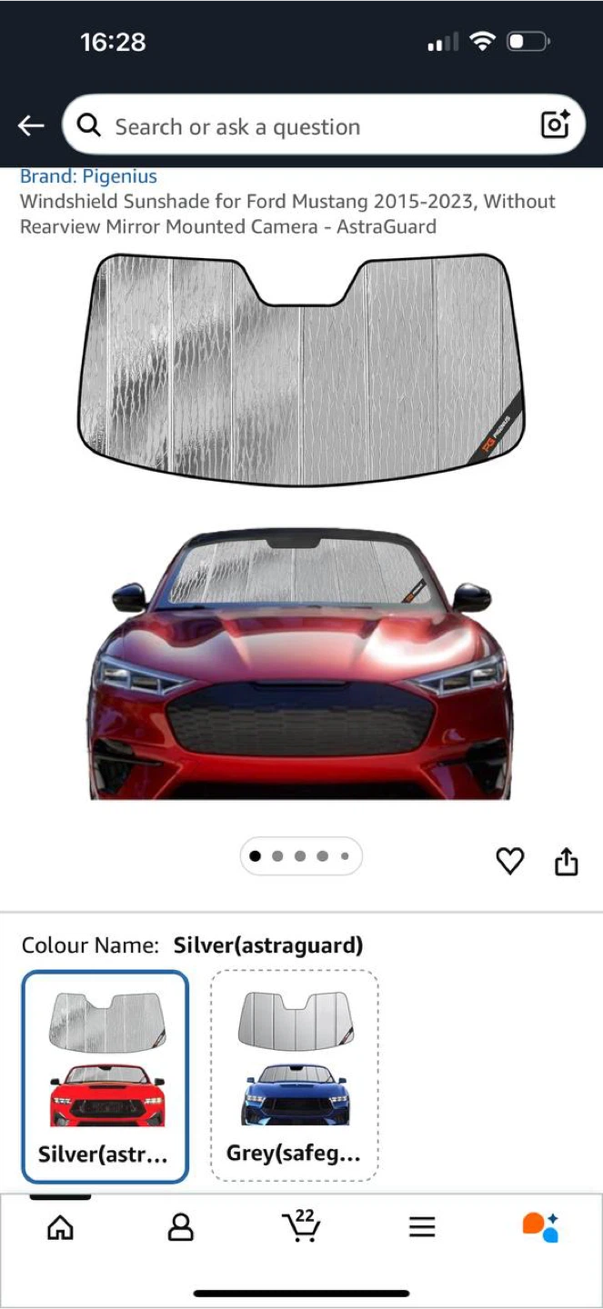 Pigenius Windshield Sun Shade for Ford Mustang 2015–2023 – NEW