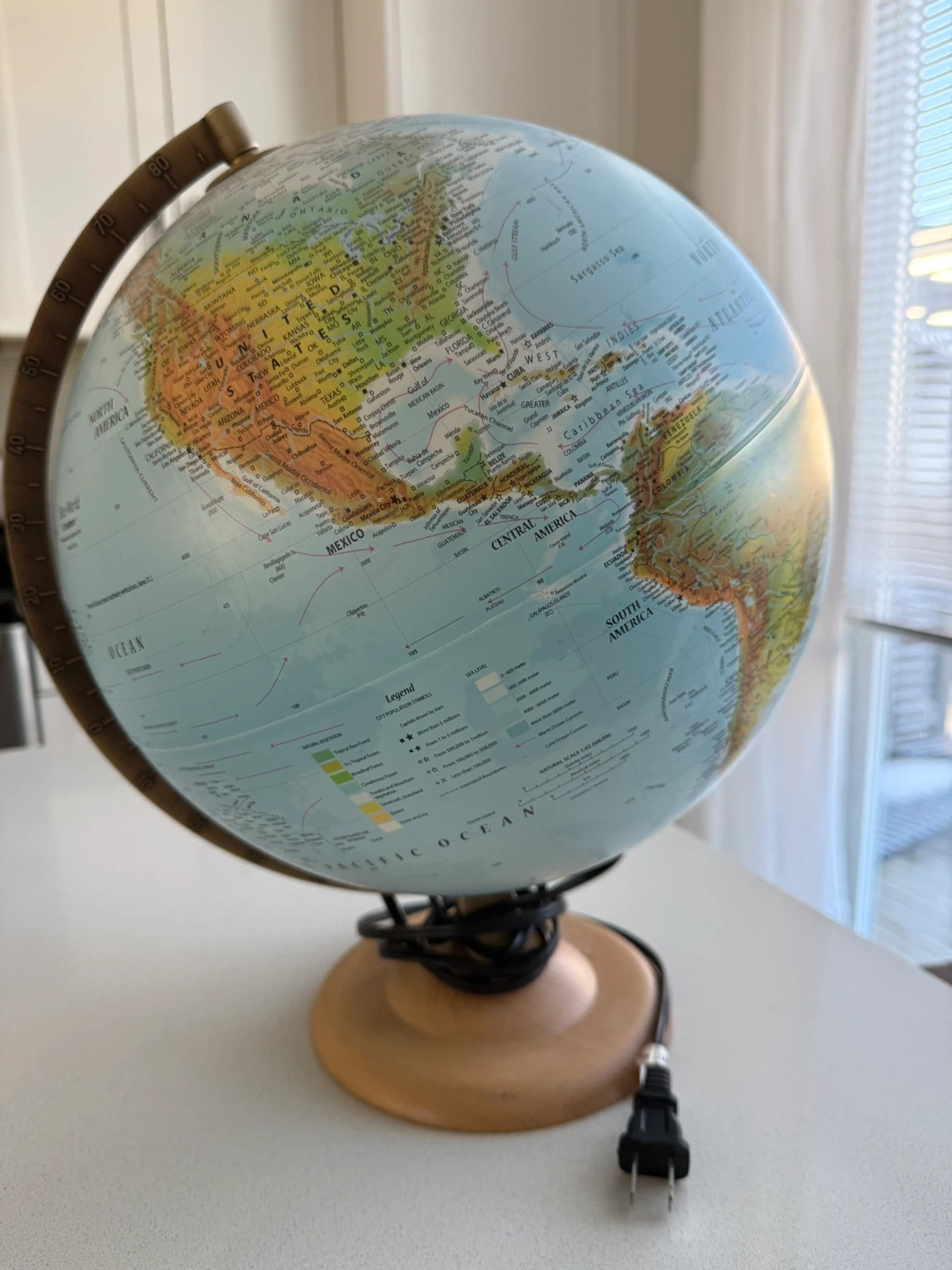 Illuminated Globe with Wooden Base