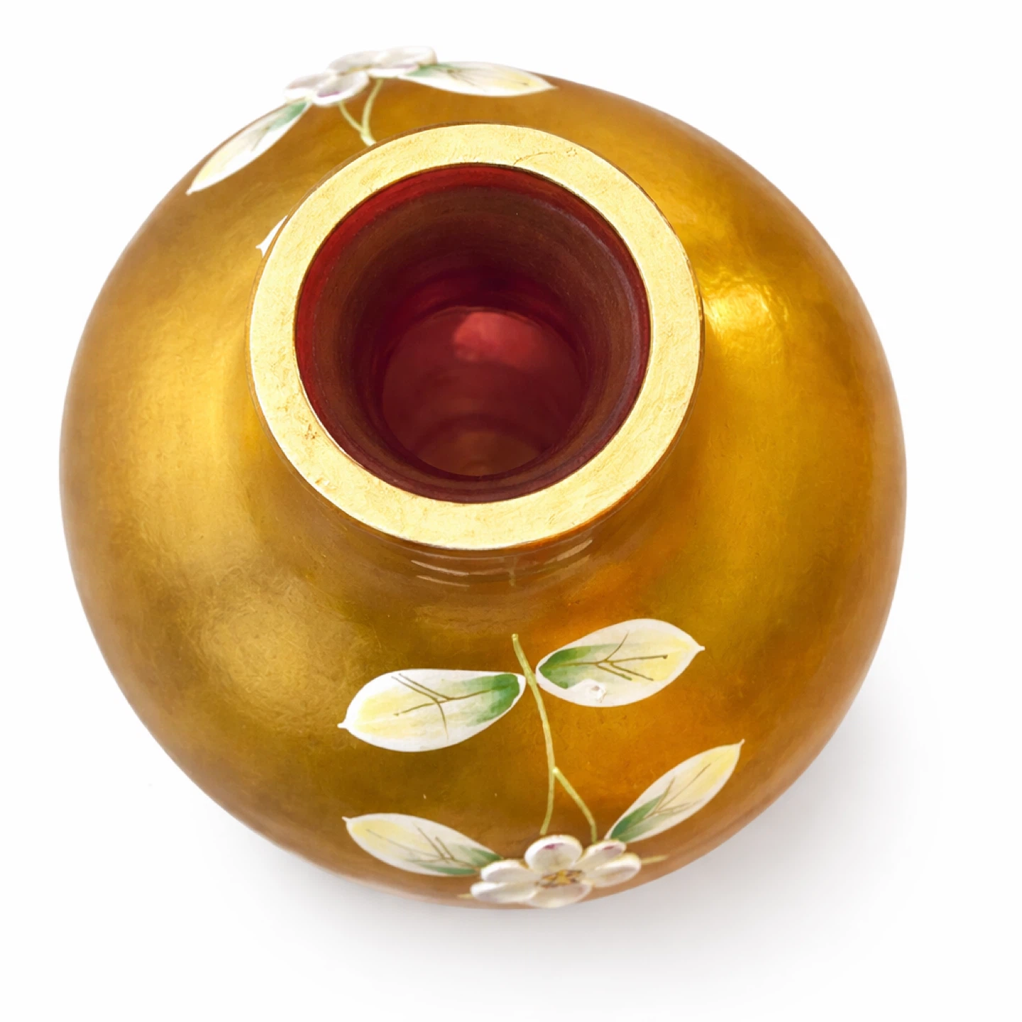Bohemian Glass Gilt & Ruby Overlay Vase, Czechoslovakia - photo 3