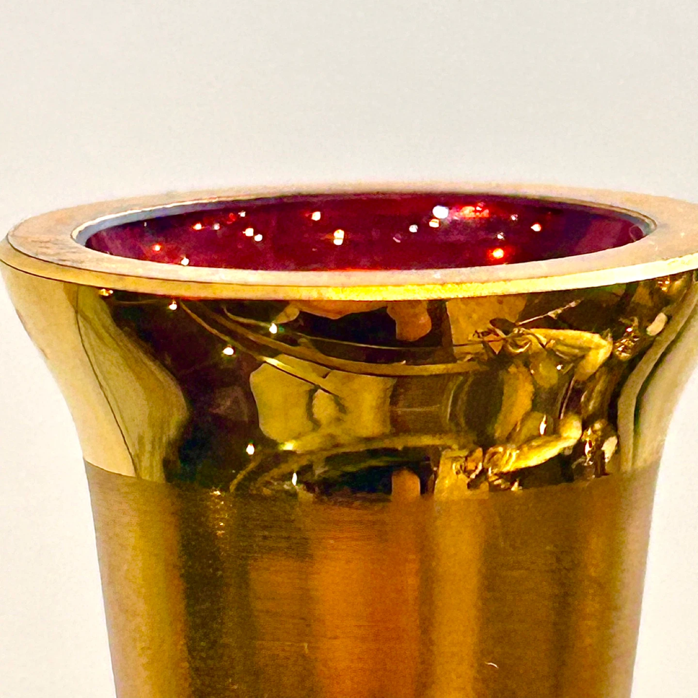 Bohemian Glass Gilt & Ruby Overlay Vase, Czechoslovakia - photo 5