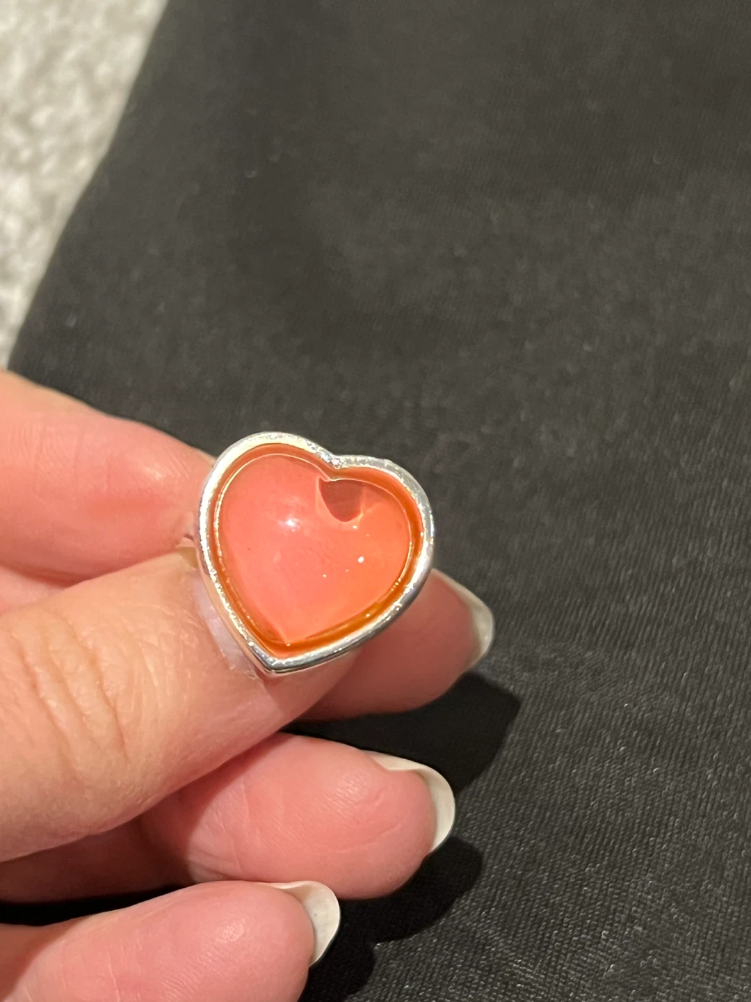 Heart Shaped Ring with Pink Stone and adjustable band - photo 2