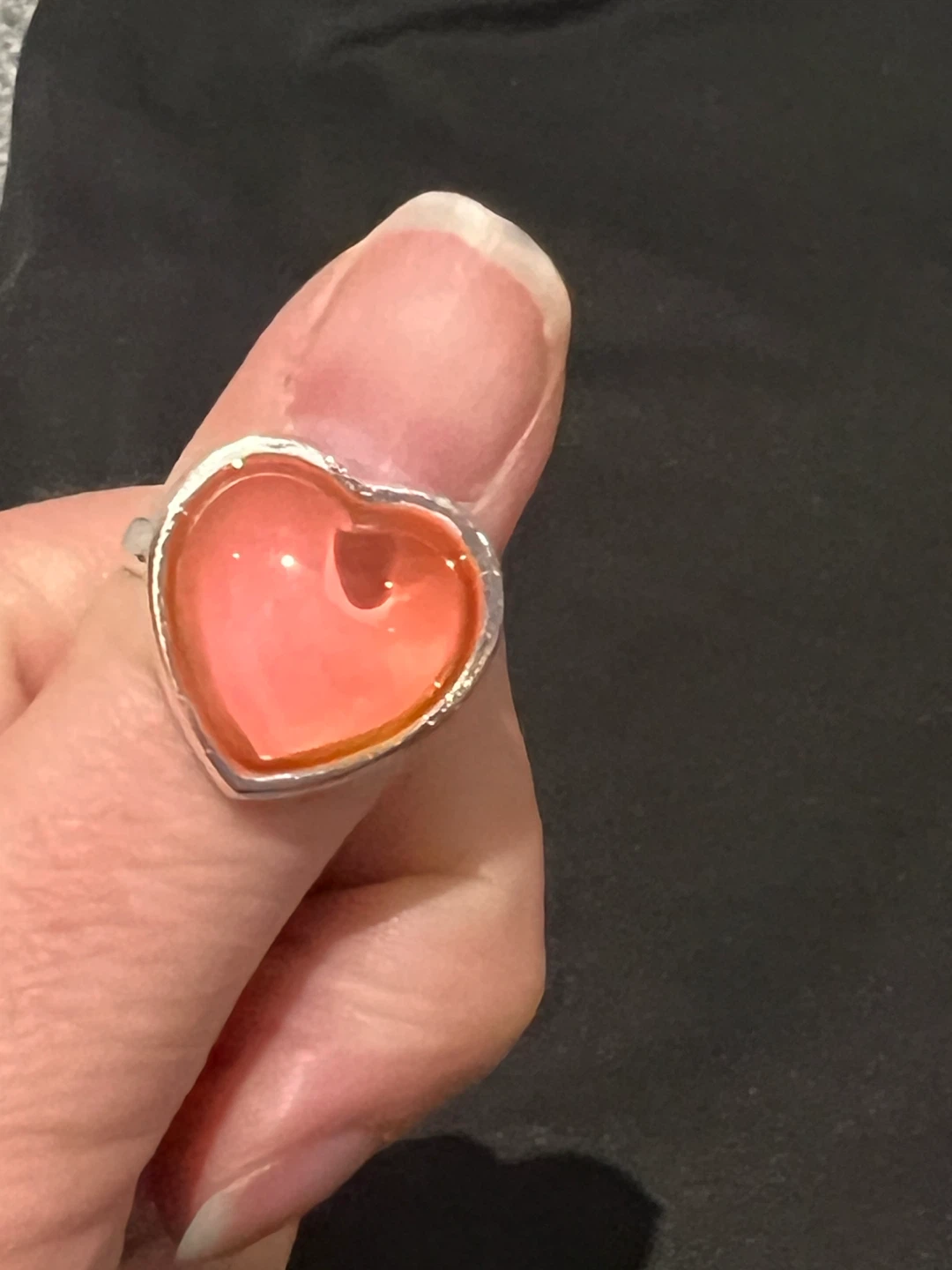 Heart Shaped Ring with Pink Stone and adjustable band