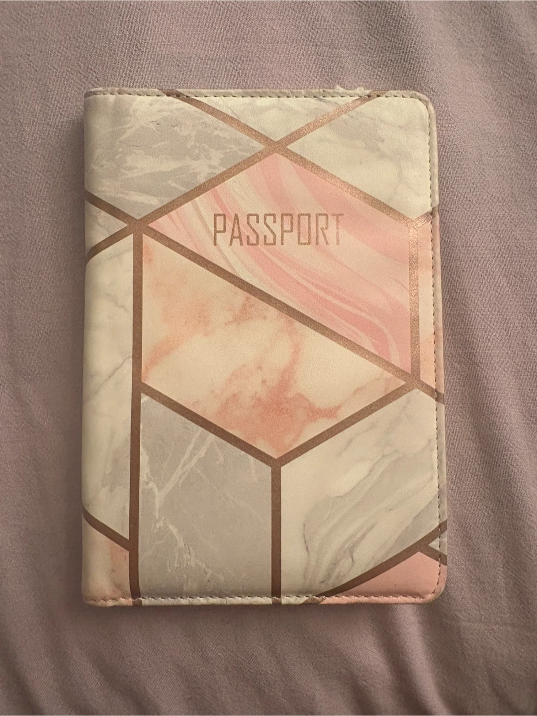 Marble Pink & Grey Passport Holder