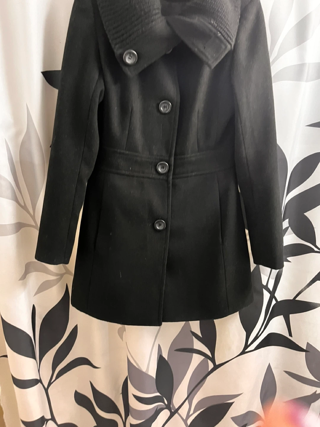 Black Wool Blend Coat - photo 2