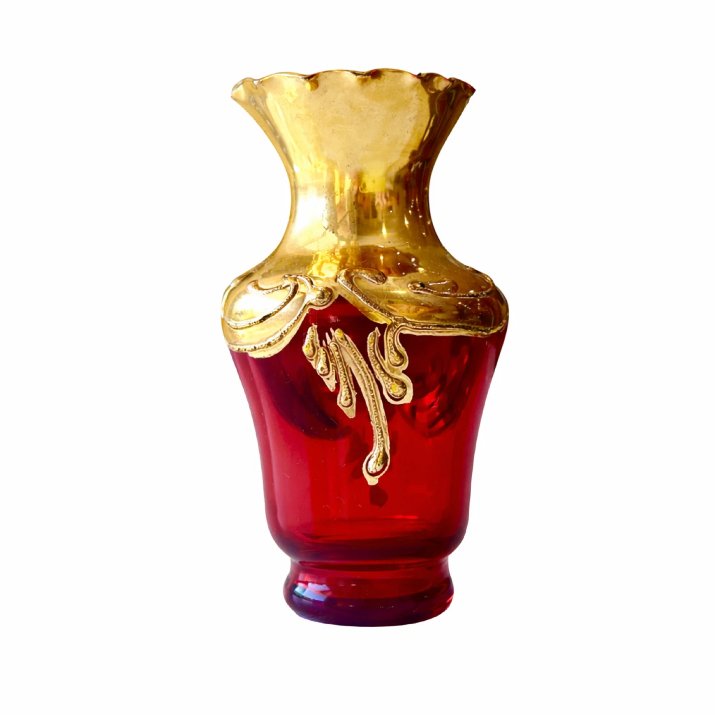 Bohemian Gilt & Ruby Miniature Vase, Mid-20th Century - photo 2