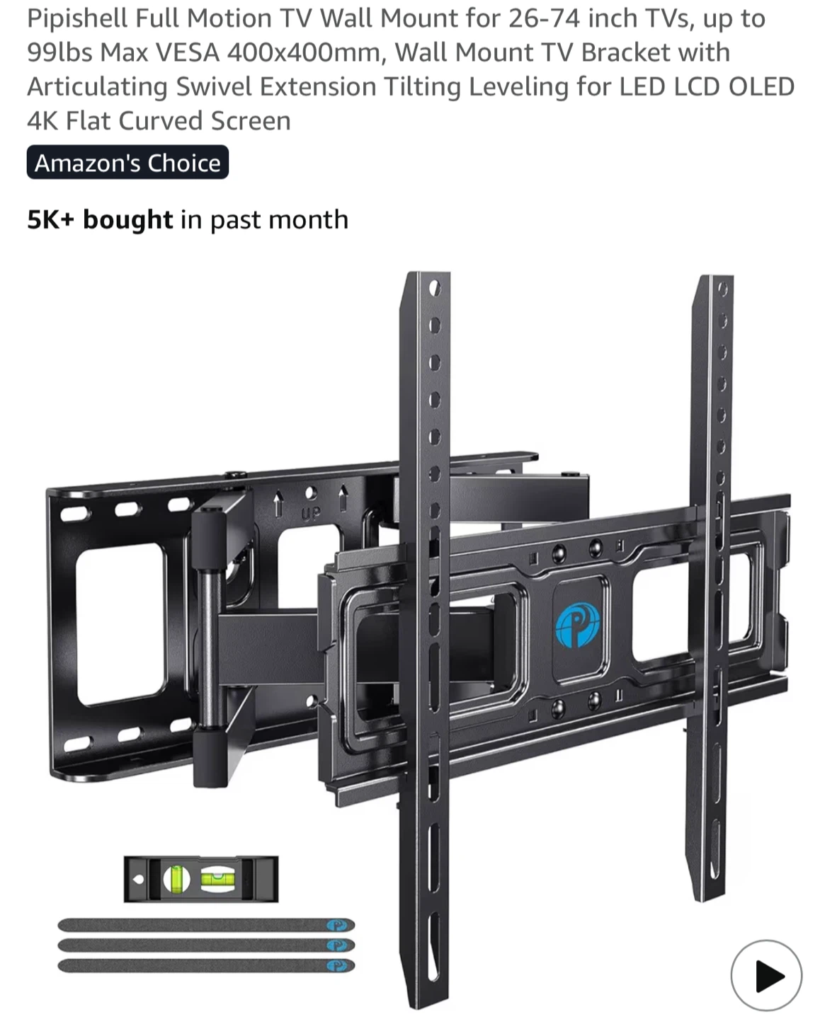 Pipishell Full Motion TV Wall Mount for 26-74 inch TVs - photo 2