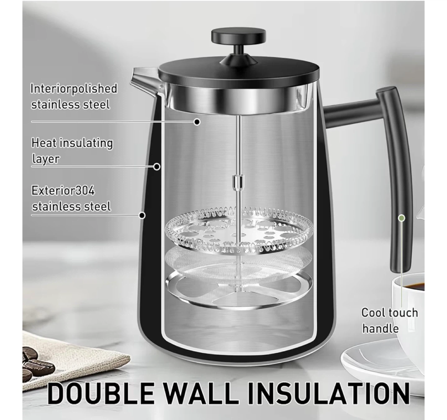 Secura French Press Coffee Maker - 50 Oz / 1500ml - photo 3
