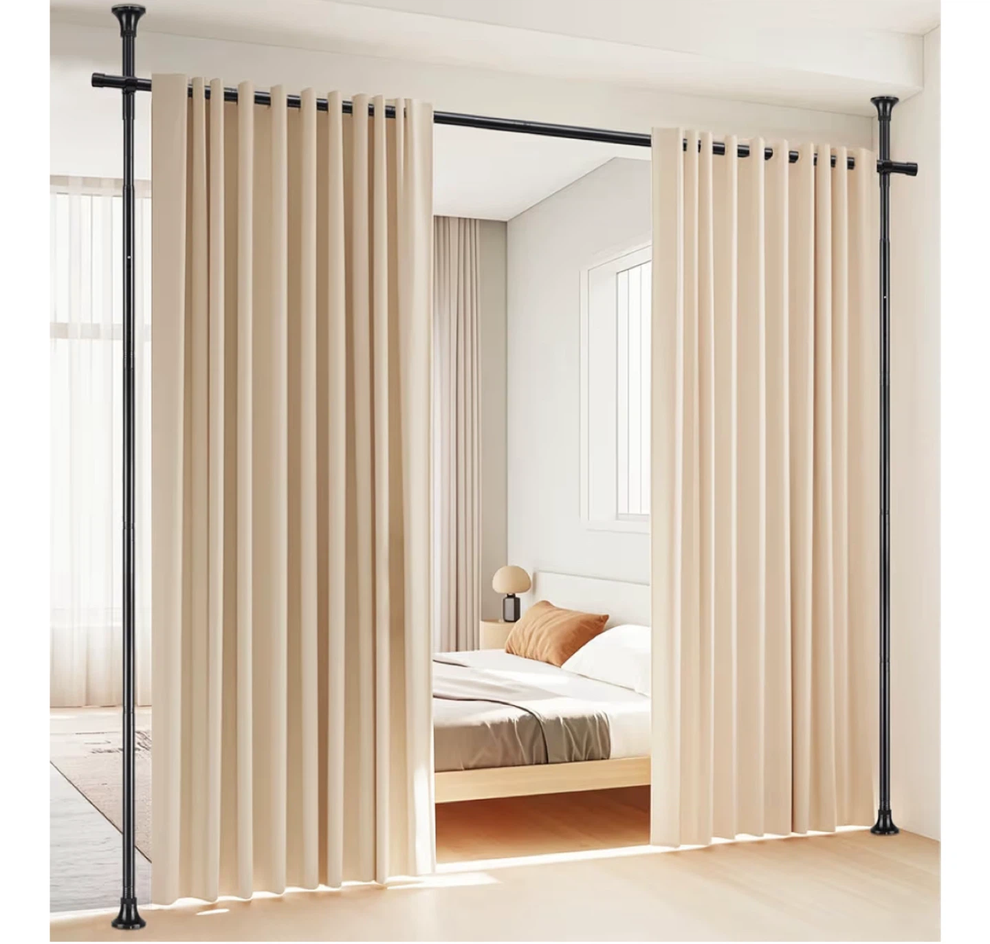 Free standing room divider curtain rod - photo 3