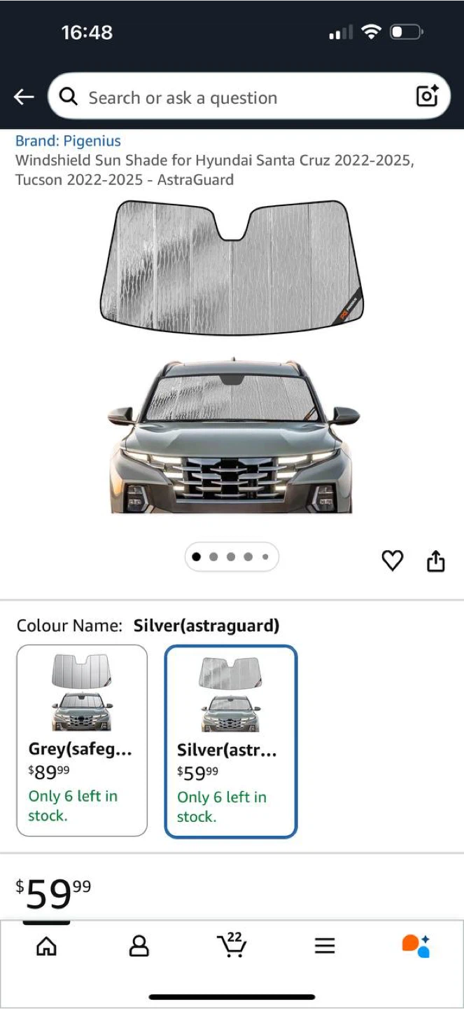 Pigenius Windshield Sun Shade for Hyundai Santa Cr