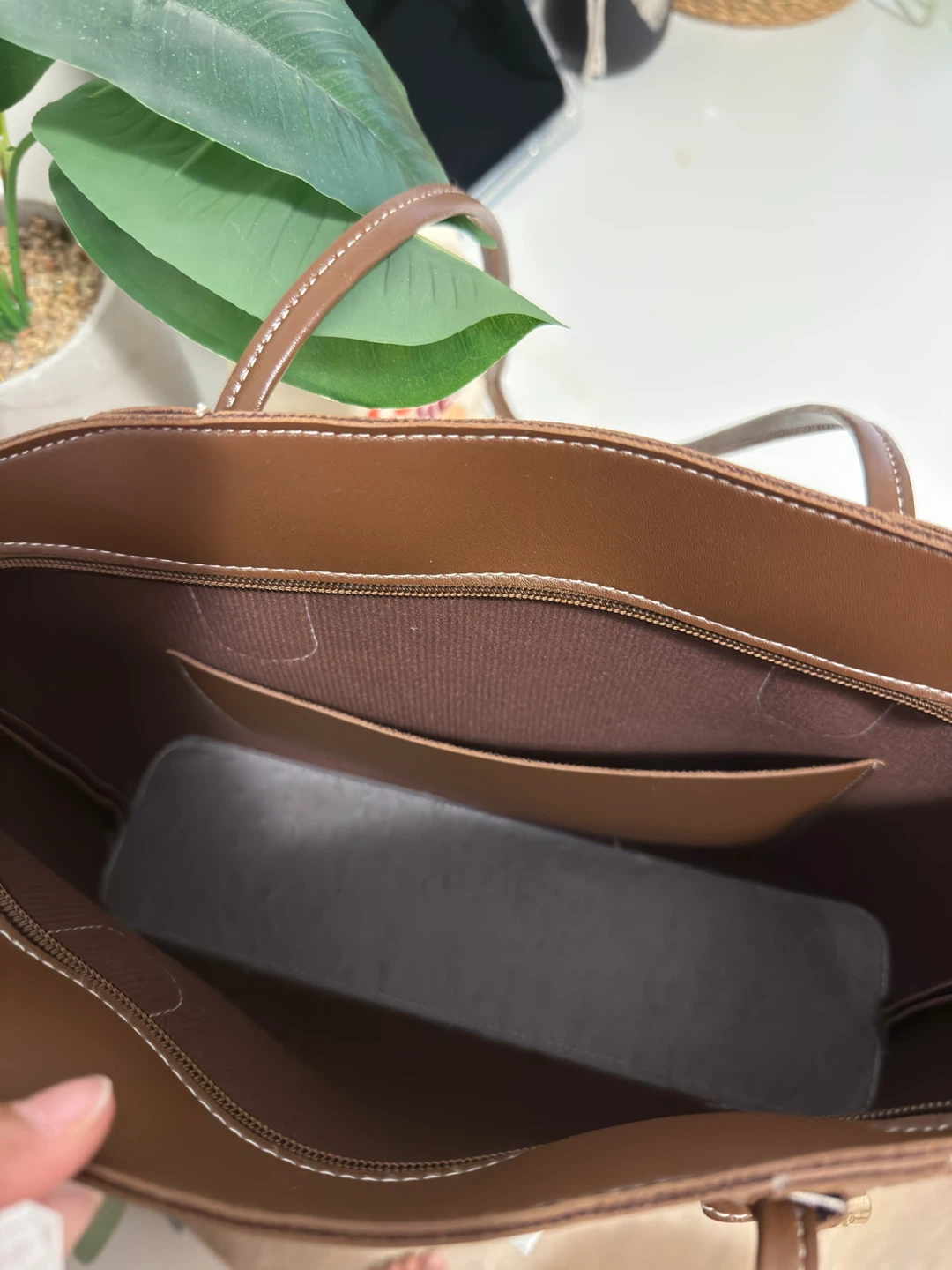 Brown Faux Leather Tote Bag - photo 3