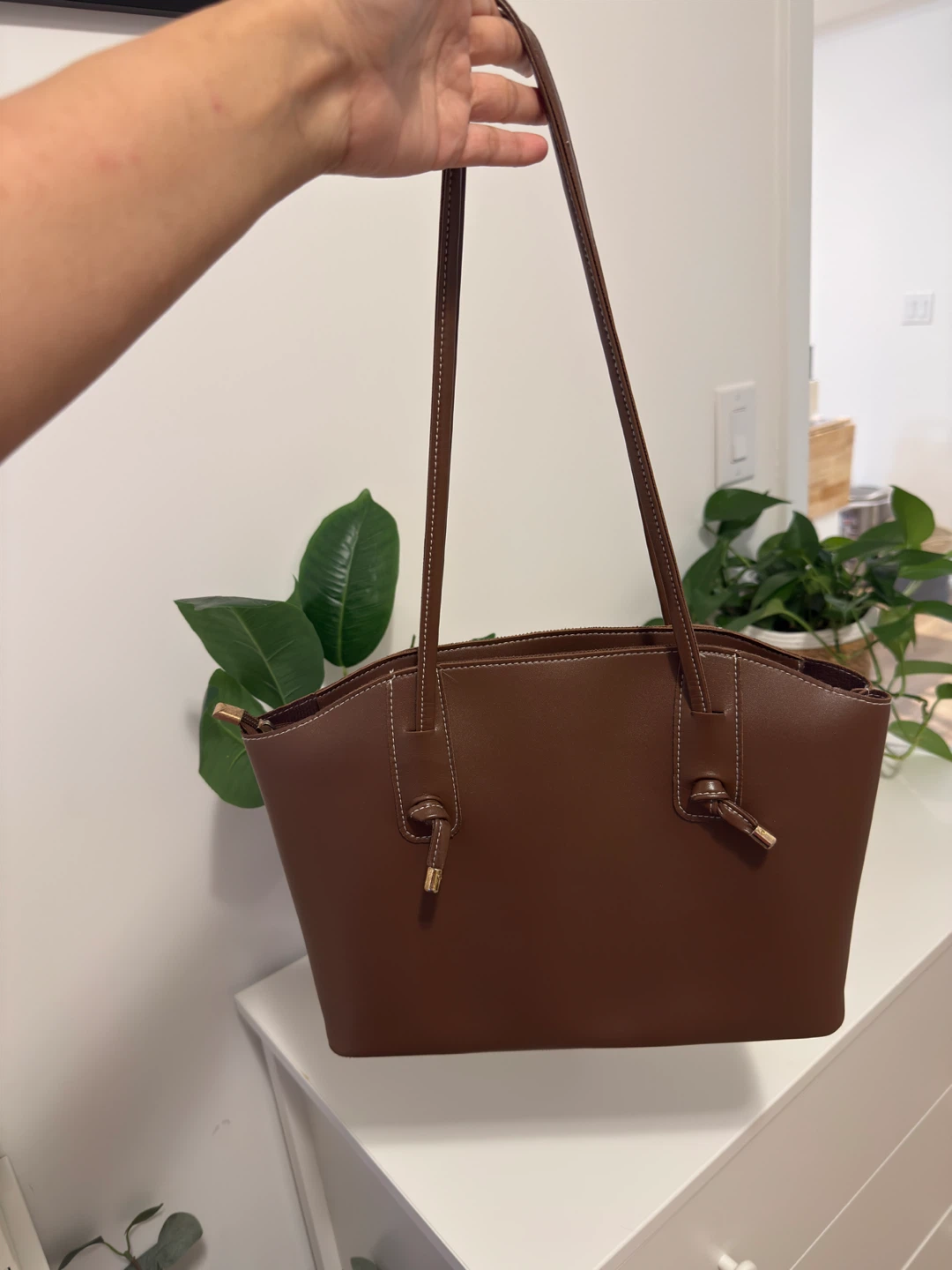 Brown Faux Leather Tote Bag - photo 2