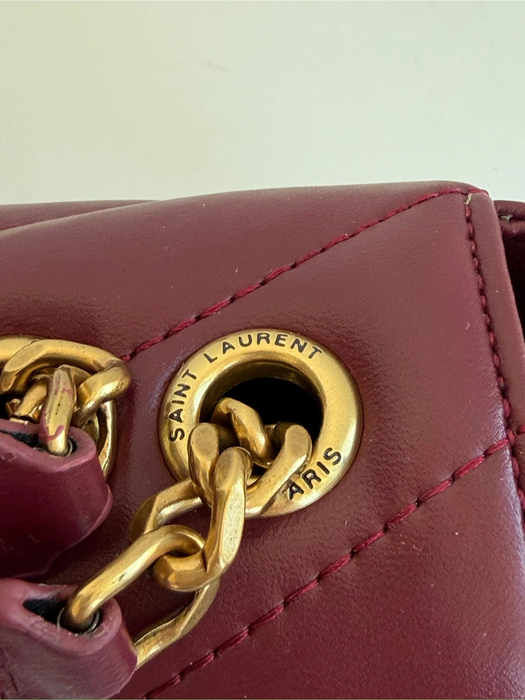 Saint Laurent Paris Leather Shoulder Bag - Burgundy - photo 4