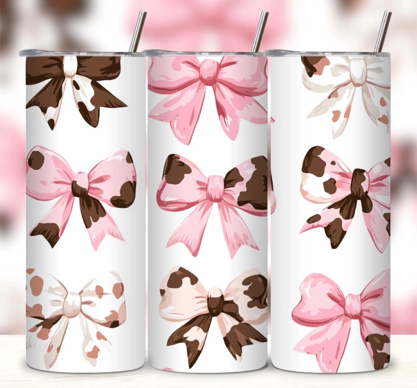 Cow Print Bow Tumbler
