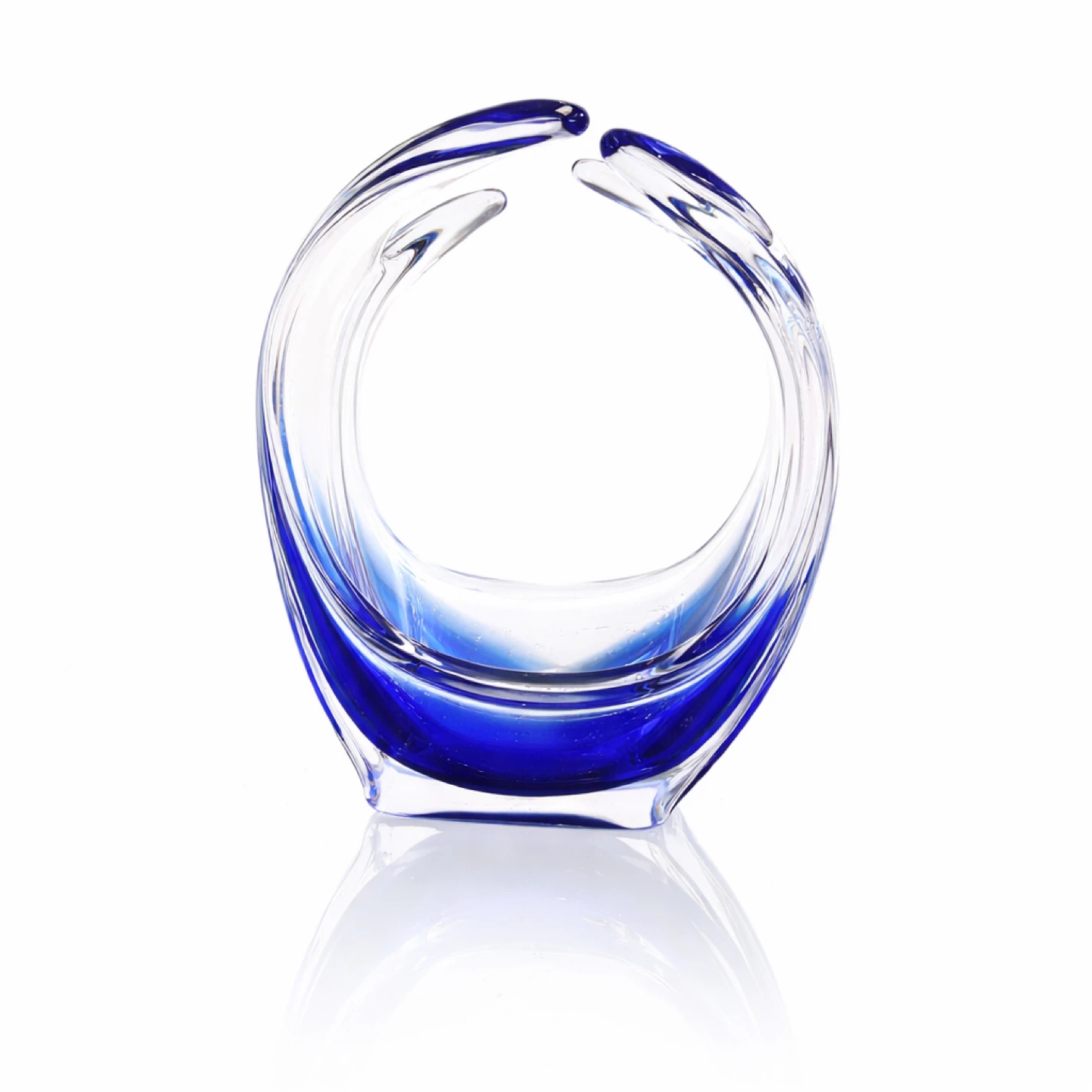 Heavy Blue & Clear Studio Art Glass Vase, c.1960s–1980s - photo 4