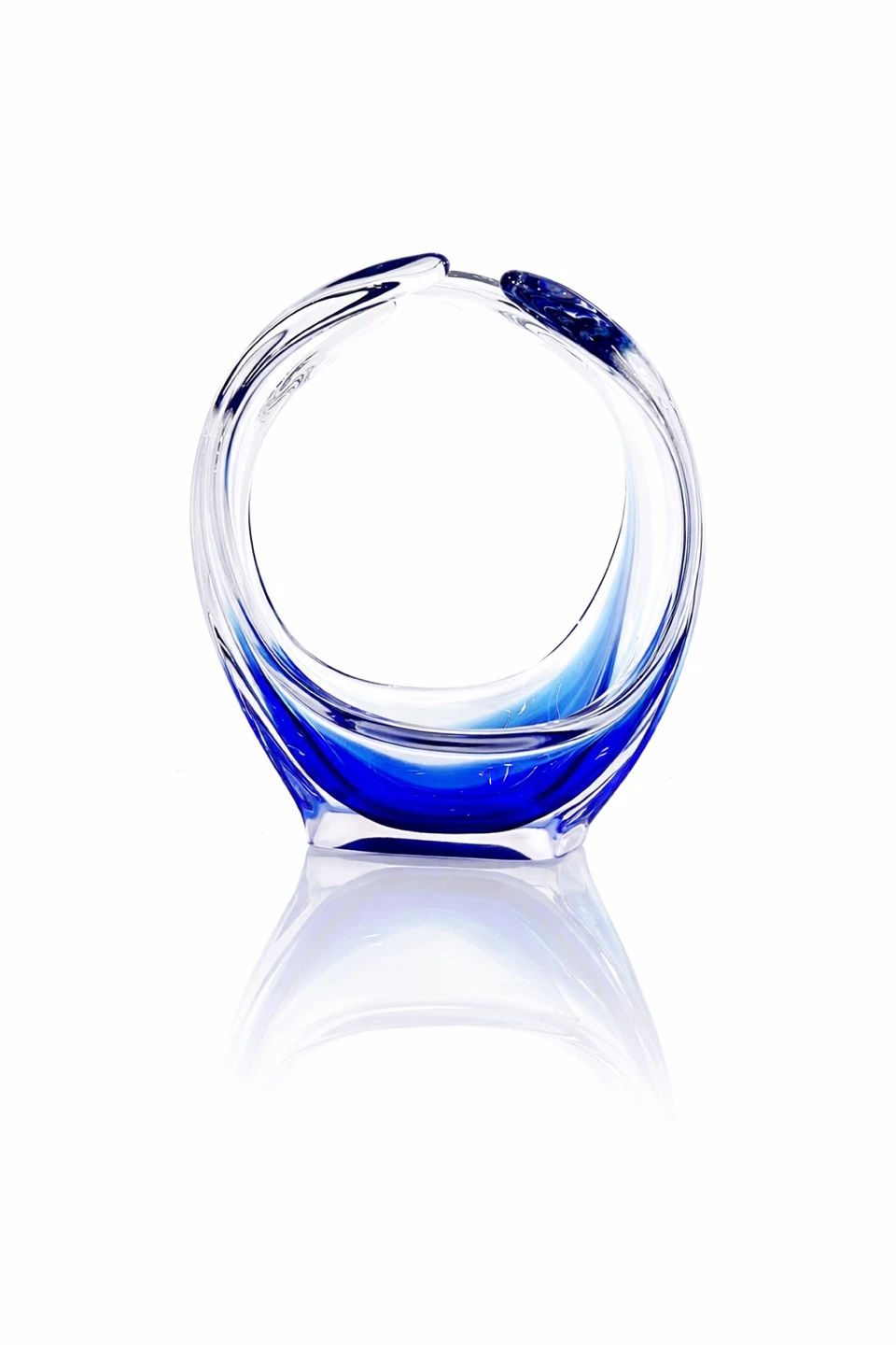 Heavy Blue & Clear Studio Art Glass Vase, c.1960s–1980s - photo 2