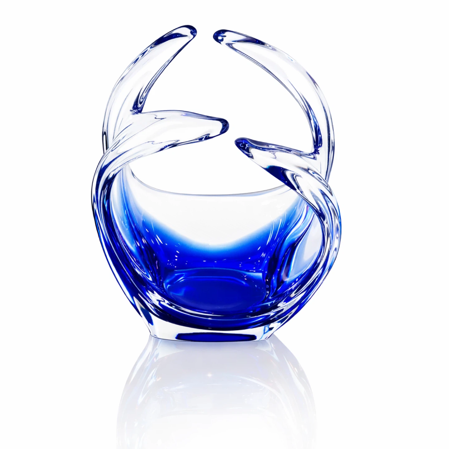 Heavy Blue & Clear Studio Art Glass Vase, c.1960s–1980s - photo 5