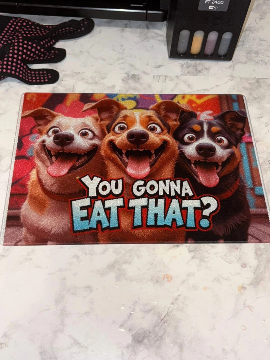 Funny Dogs "You Gonna Eat That?" Cutting Board