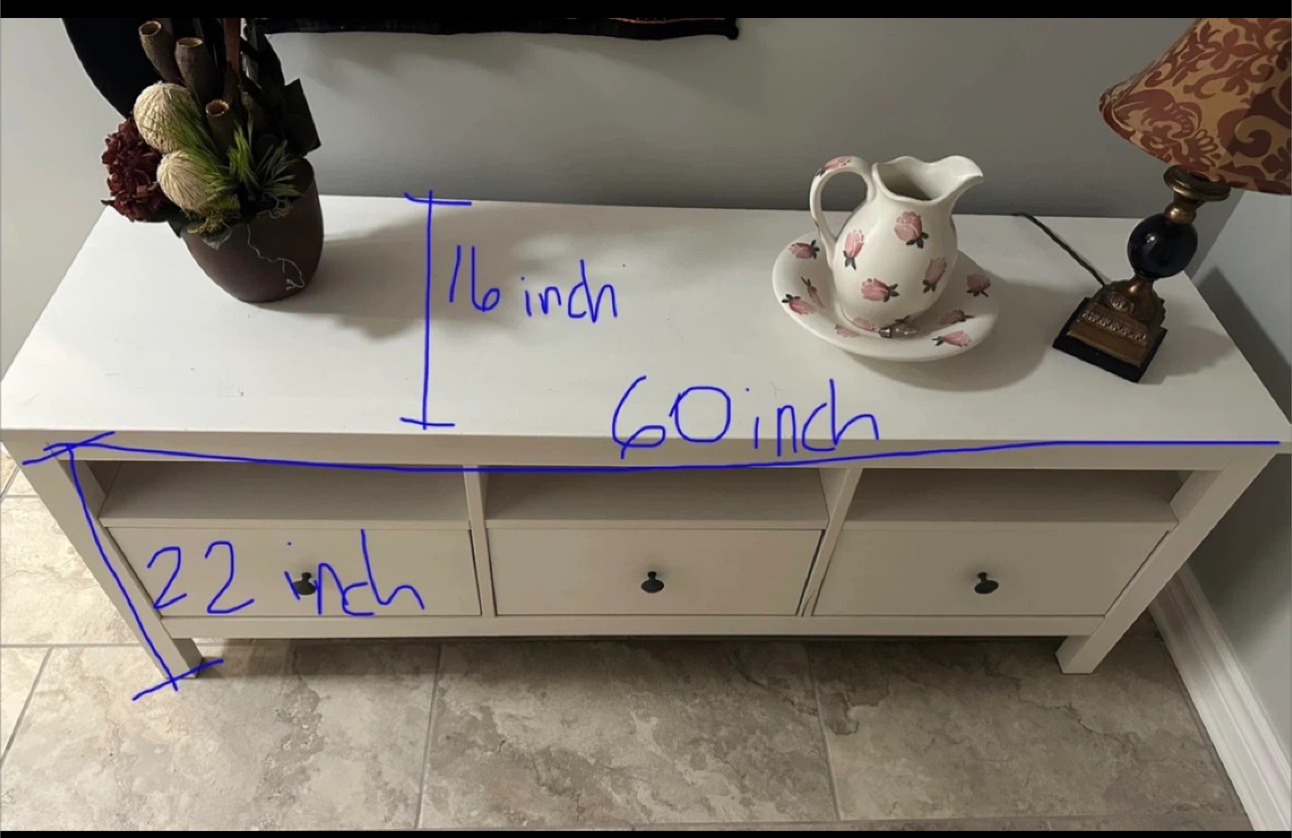 White TV Stand with Drawers