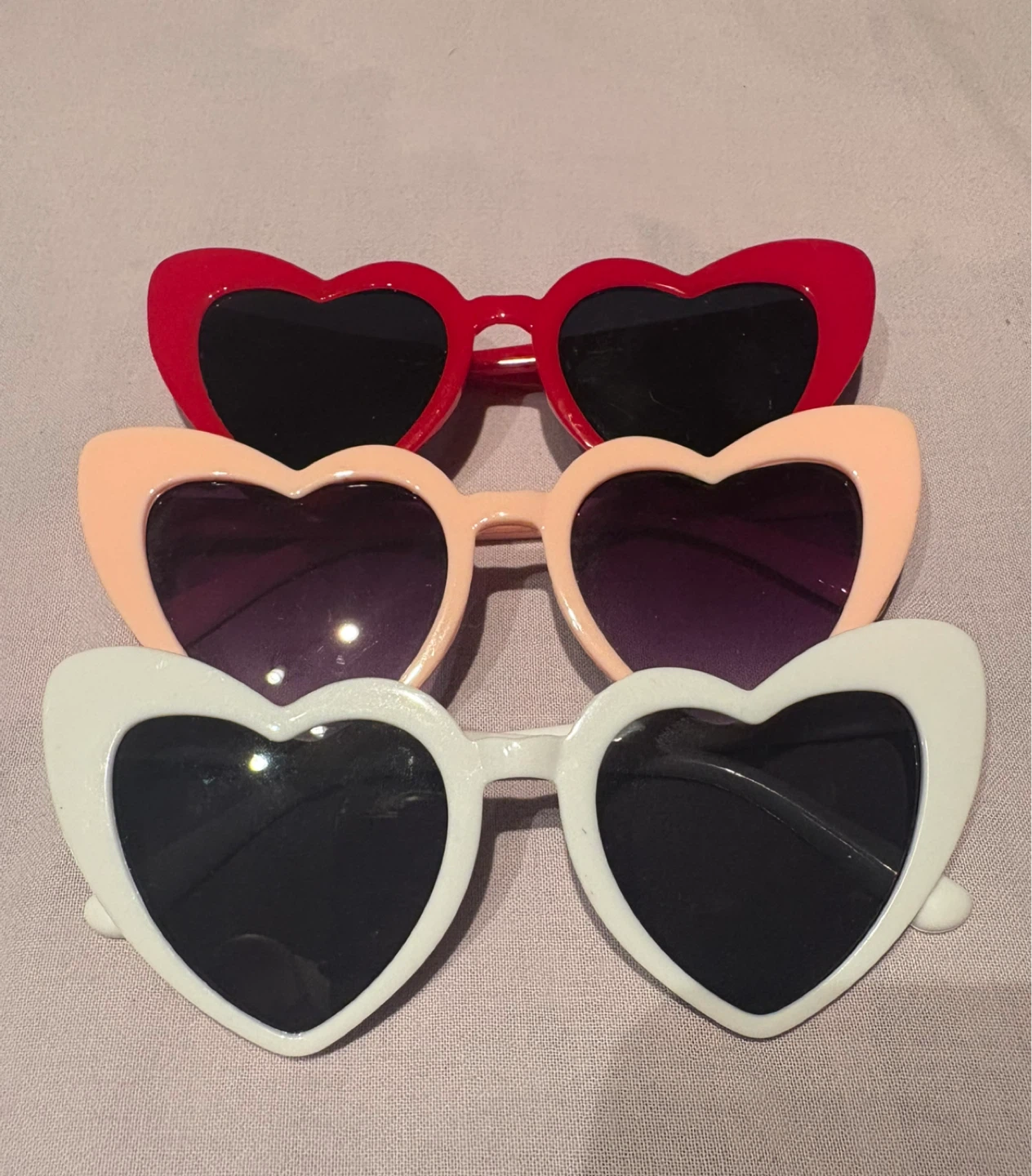 Heart Shaped Sunglasses in Red, Peach, White