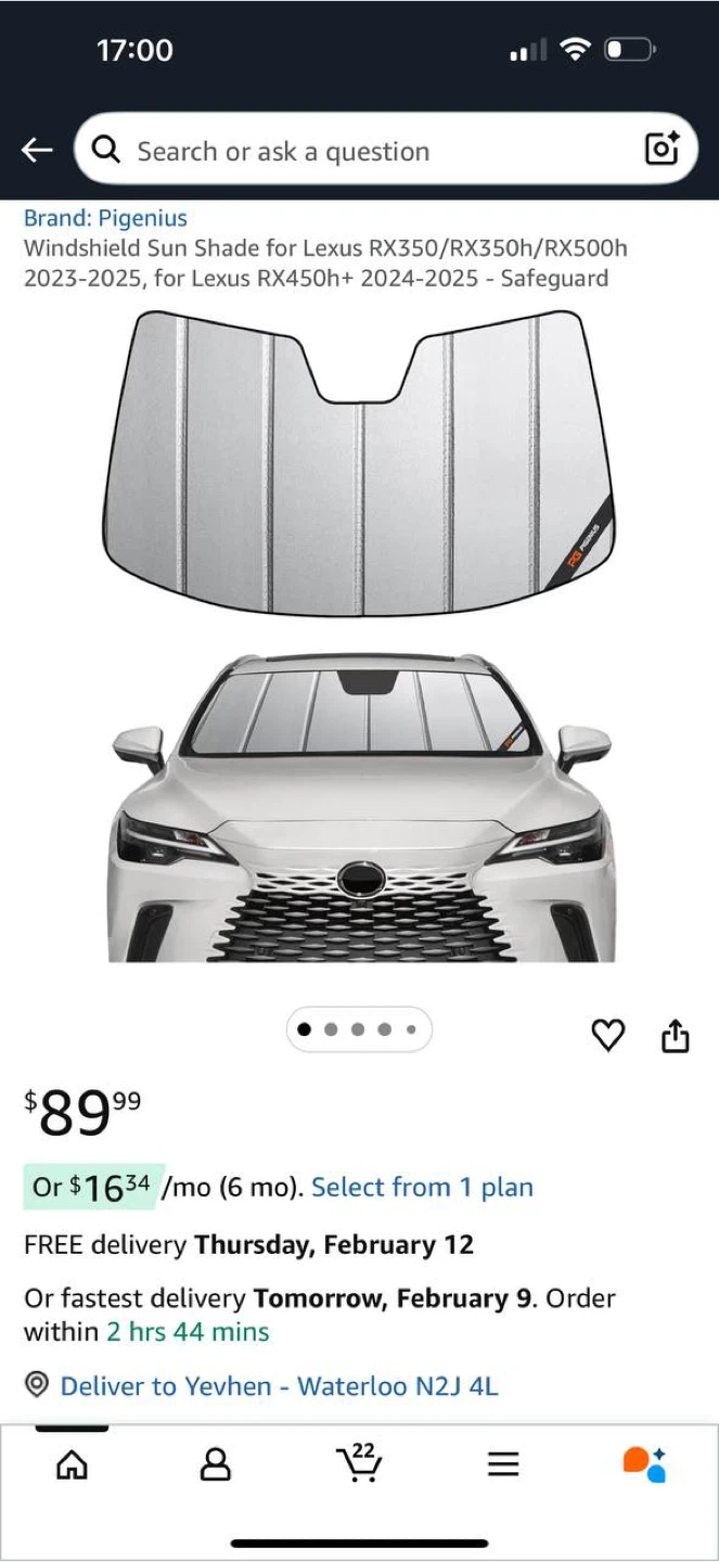 Pigenius Windshield Sun Shade for Lexus RX (RX350