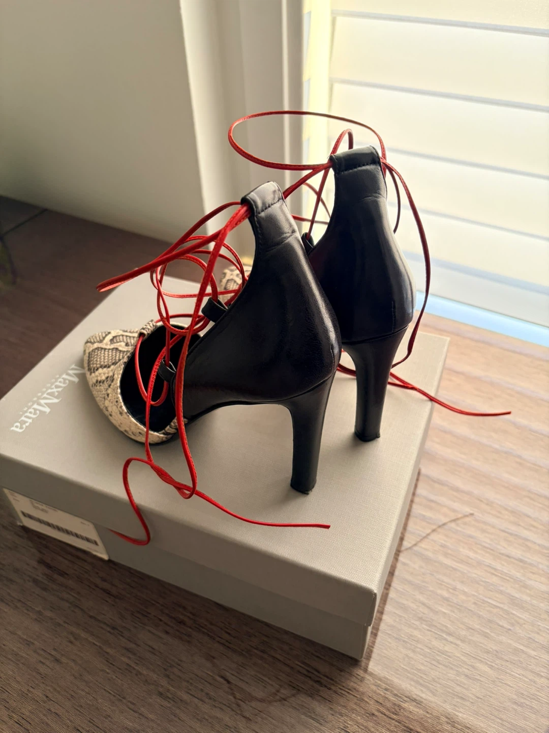 MAX MARA Python-Print Lace-up Leather Pumps-Size 36(US 6-6 1/2) - photo 3